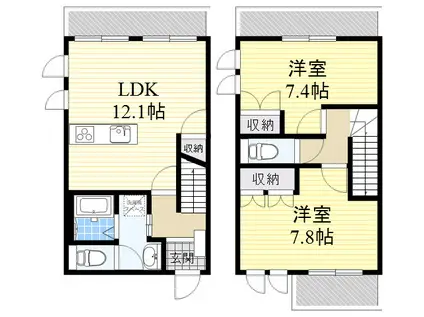 国際文化公園都市モノレール 彩都西駅 徒歩16分 2階建 築16年(2LDK)の間取り写真