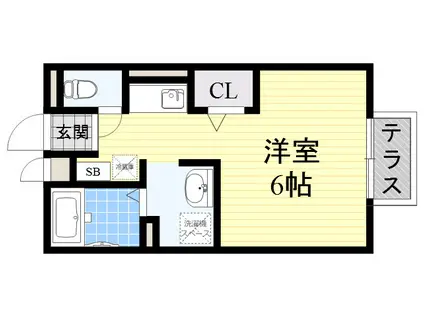 メルベーユ箕面Ⅱ(ワンルーム/1階)の間取り写真