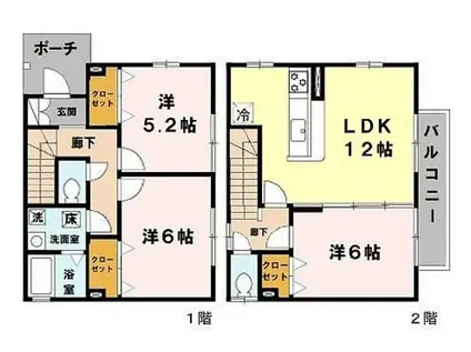 大阪モノレール 少路駅(大阪モノレール) 徒歩9分 2階建 築18年(3LDK)の間取り写真