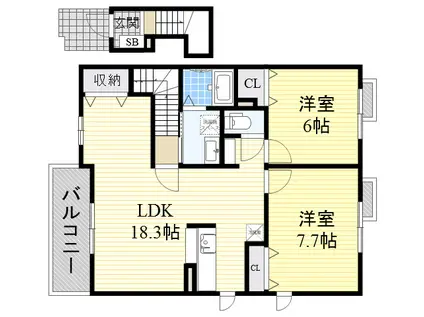 DU SUD MAISON(2LDK/2階)の間取り写真