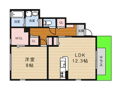 フランドール(1LDK/1階)の間取り写真
