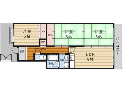 メゾンシャルマント1(3LDK/3階)の間取り写真