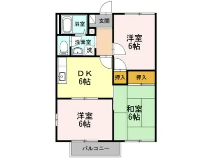 メゾン土谷C棟(3DK/2階)の間取り写真