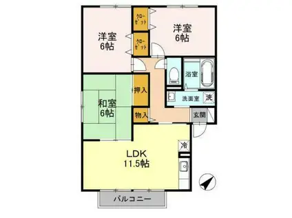 フィルグリーン(3LDK/1階)の間取り写真