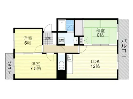 フォルク北千里E棟(3LDK/4階)の間取り写真