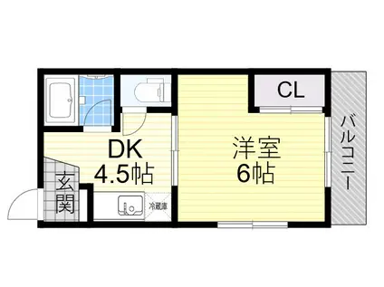 EST-1小野原(1DK/2階)の間取り写真