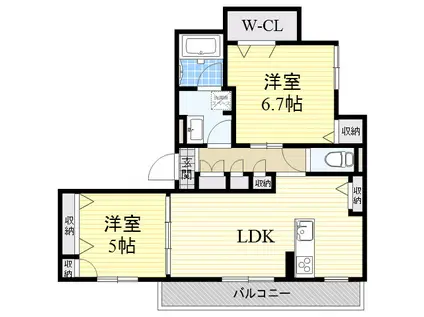 フルール ドゥ ソレイユ(2LDK/3階)の間取り写真