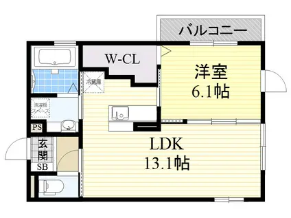 ロイヤルメゾン豊中(1LDK/3階)の間取り写真