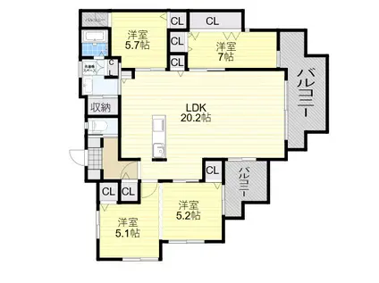 阪急宝塚本線 雲雀丘花屋敷駅 徒歩7分 3階建 築5年(4LDK/2階)の間取り写真