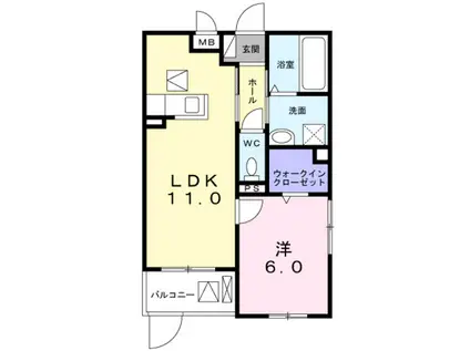 ヴィリダーリウム 上山手(1LDK/1階)の間取り写真