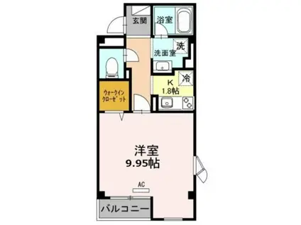 ボン・エクレール(1K/3階)の間取り写真