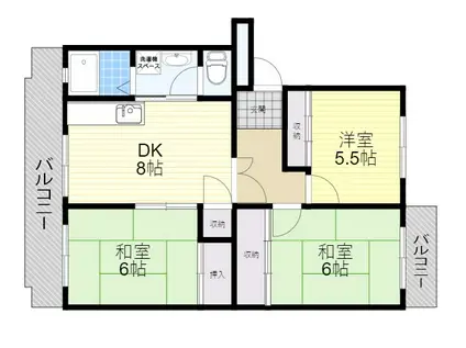 パストラル菅原Ⅱ(3DK/2階)の間取り写真