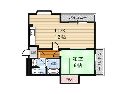 メゾン瀬川(1LDK/3階)の間取り写真