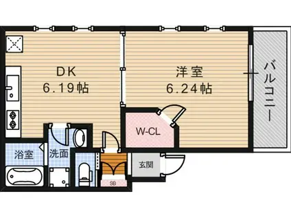 ブリリオ石橋(1DK/3階)の間取り写真