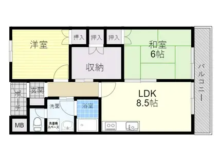 ハイツ竹田(2SLDK/3階)の間取り写真