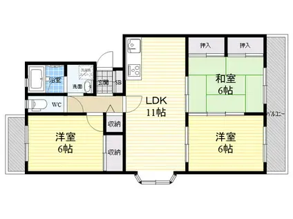 フォルク北千里N棟(3LDK/4階)の間取り写真