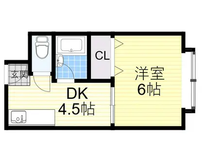ハイツ岸本(1DK/1階)の間取り写真