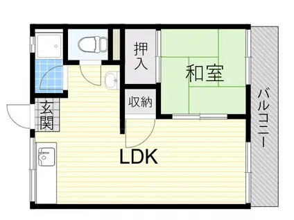 仲善ハイツ(1LDK/2階)の間取り写真