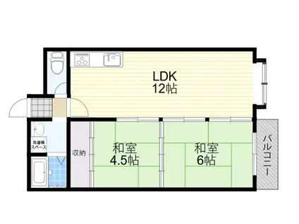 ソルトリバーハイツ(2LDK/2階)の間取り写真