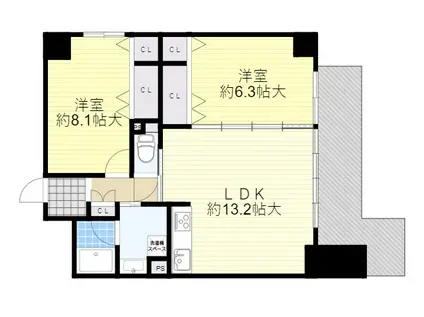 メイプルコート宝塚(2LDK/6階)の間取り写真