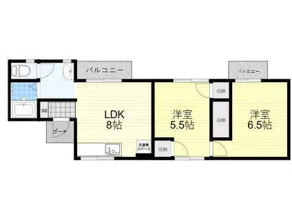 山の原ハイツ(2LDK/2階)の間取り写真
