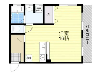 フレスマンション江坂(ワンルーム/1階)の間取り写真