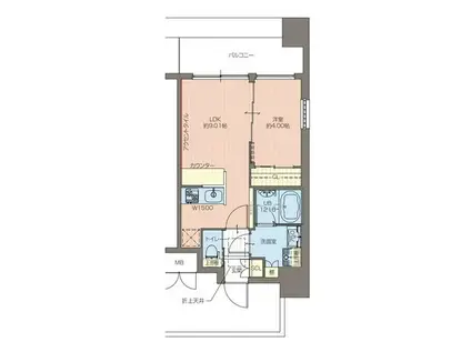 プレジオ緑地公園(1LDK/9階)の間取り写真