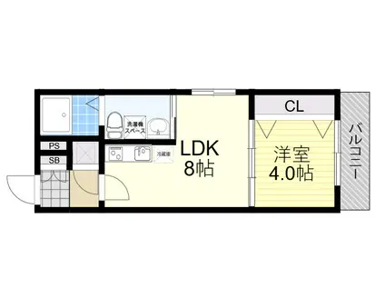 Fメゾン上新庄Ⅱ(1LDK/3階)の間取り写真