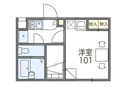 シャルマン上野西(1K/2階)の間取り写真
