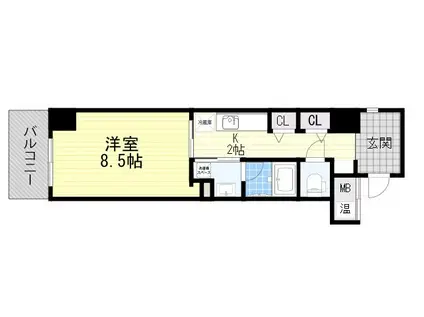 ボナール江坂(1K/2階)の間取り写真