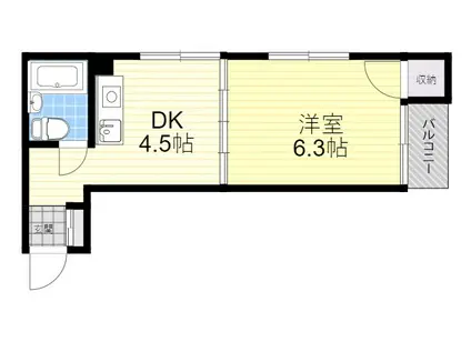 上田ビル21TH(1DK/3階)の間取り写真
