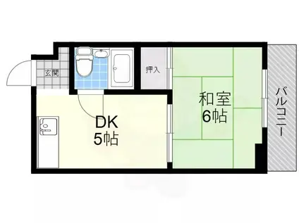 中央ビル(1DK/2階)の間取り写真