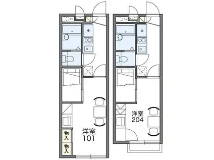 スカイヒルズ(1K/2階)の間取り写真