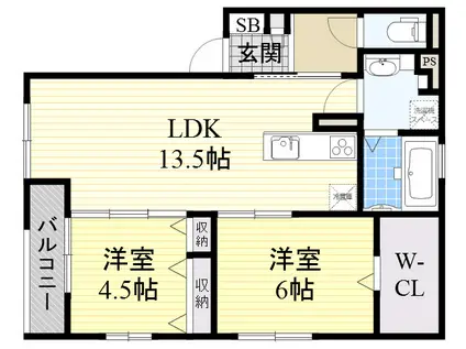 CASA FILANTE VOL.Ⅲ(2LDK/2階)の間取り写真