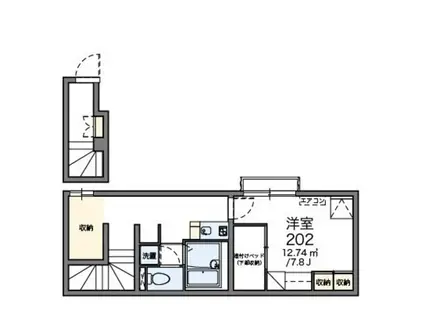 レオパレス日野(1K/1階)の間取り写真