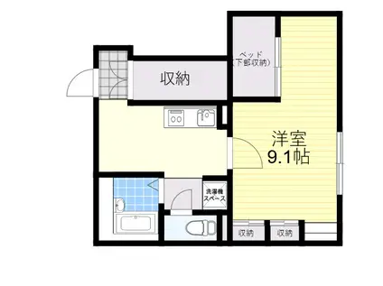 レオパレス日野(1K/1階)の間取り写真