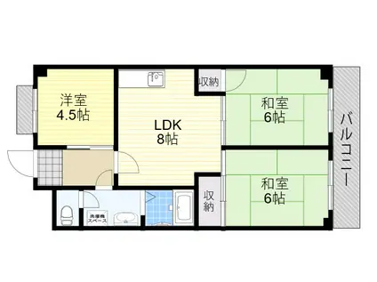 新芦屋ハイタウン(3LDK/3階)の間取り写真