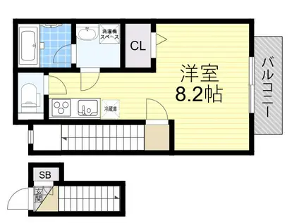 SLAINTE MHOR(ワンルーム/2階)の間取り写真