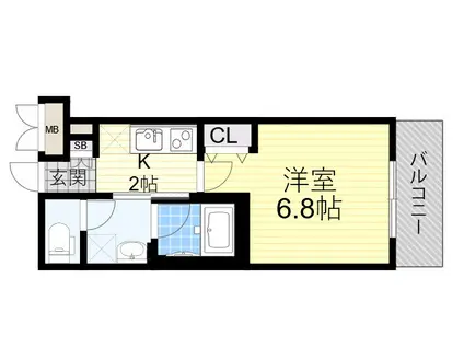 ウェルスクエア石橋阪大前(1K/1階)の間取り写真