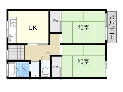 凌雲荘(2DK/2階)の間取り写真