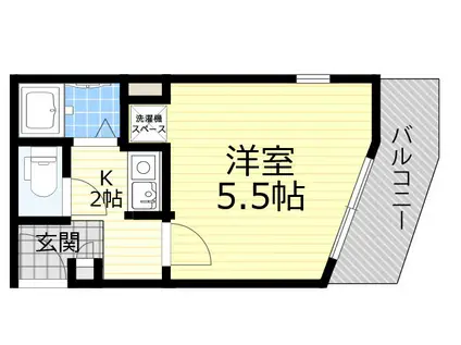 セイントヒルⅡ(1K/1階)の間取り写真