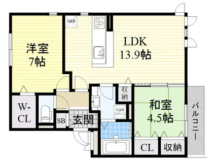 LA LUCE千里(2LDK/1階)の間取り写真