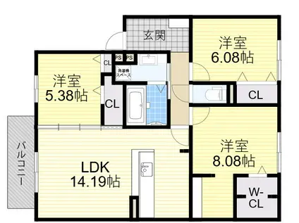 アベニール A棟(3LDK/2階)の間取り写真