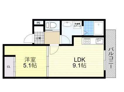 プリヴェ豊中曽根(1DK/1階)の間取り写真