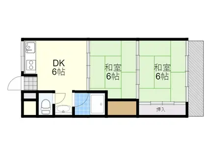 昭和マンション(2DK/2階)の間取り写真