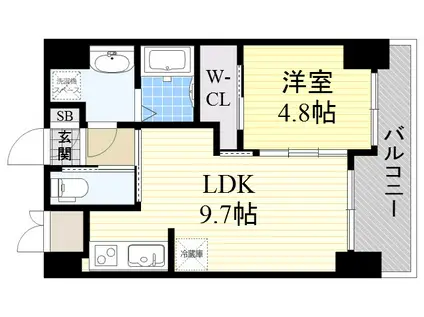 ノルデンハイム江坂Ⅲ(1LDK/2階)の間取り写真