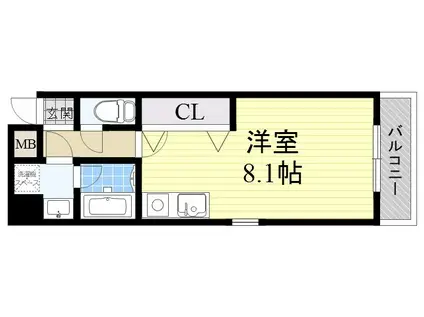 アーデン江坂2(ワンルーム/8階)の間取り写真