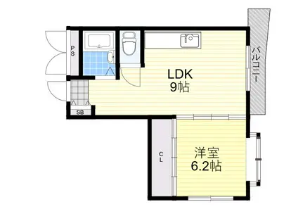 豊南ハイム(1LDK/3階)の間取り写真