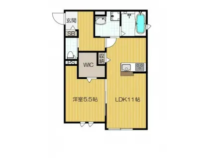 カリーナゲート(1LDK/1階)の間取り写真