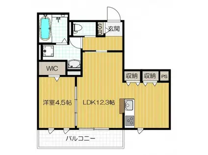 カリーナゲート(1LDK/2階)の間取り写真